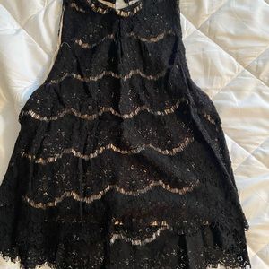Black lace crop top tank
